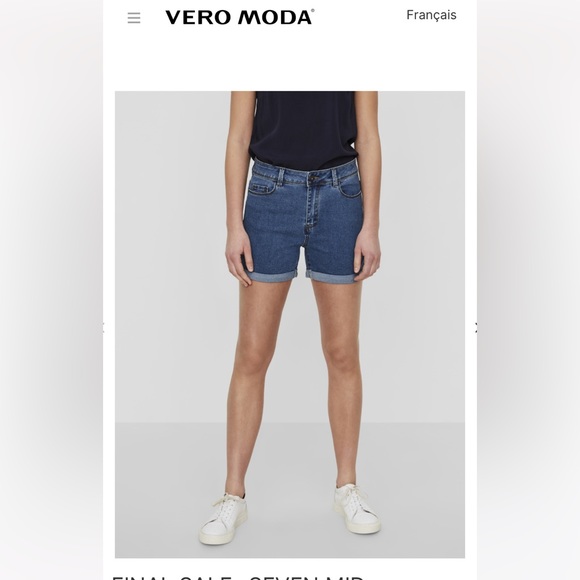 Vero Moda, Seven Mid-waist, slim fit, blue Jean shorts. - Picture 1 of 8